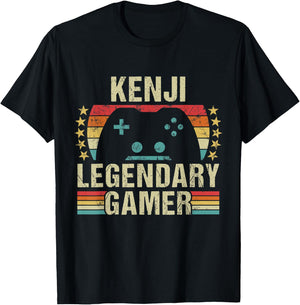 Kenji Gamer Retro Gaming Vintage Game Personalized 70s T-Shirt - T-Shirt | Black
