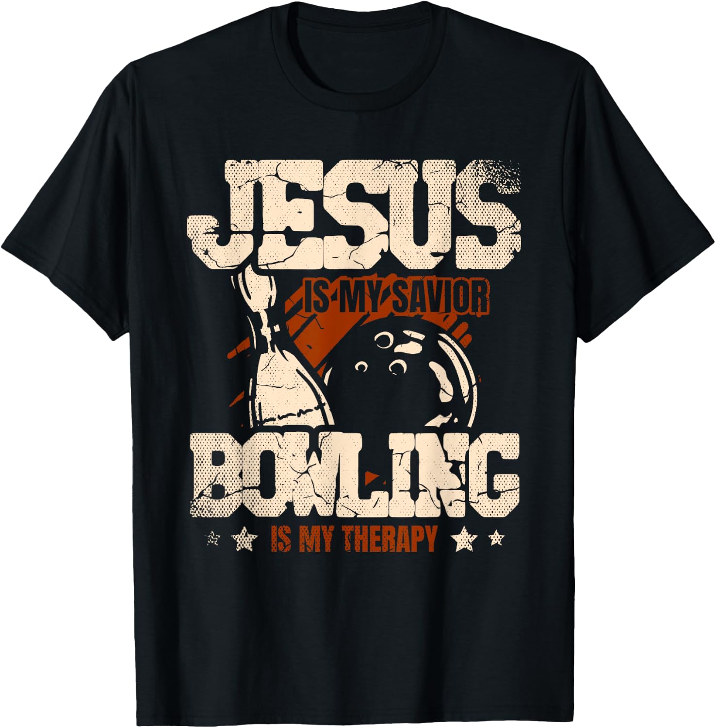 Jesus Is My Savior Bowling Is My Therapy bowler Bowling T-Shirt - T-Shirt | Black