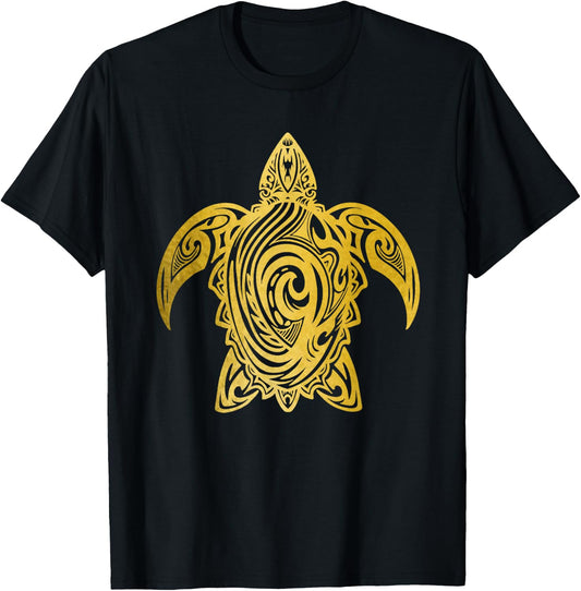 Turtle Tribal Pattern Diving Sea Turtle T-Shirt - T-Shirt | Black