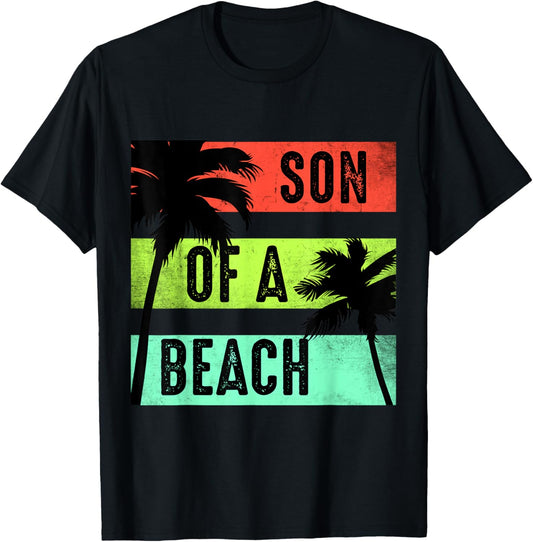 Vintage Son of a Beach Funny Vacation for Travellers T-Shirt - T-Shirt | Black