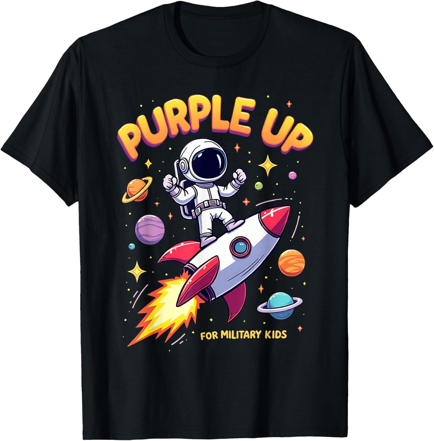 Purple Up For Space Astronaut Military Kids Military Child T-Shirt - T-Shirt | Black
