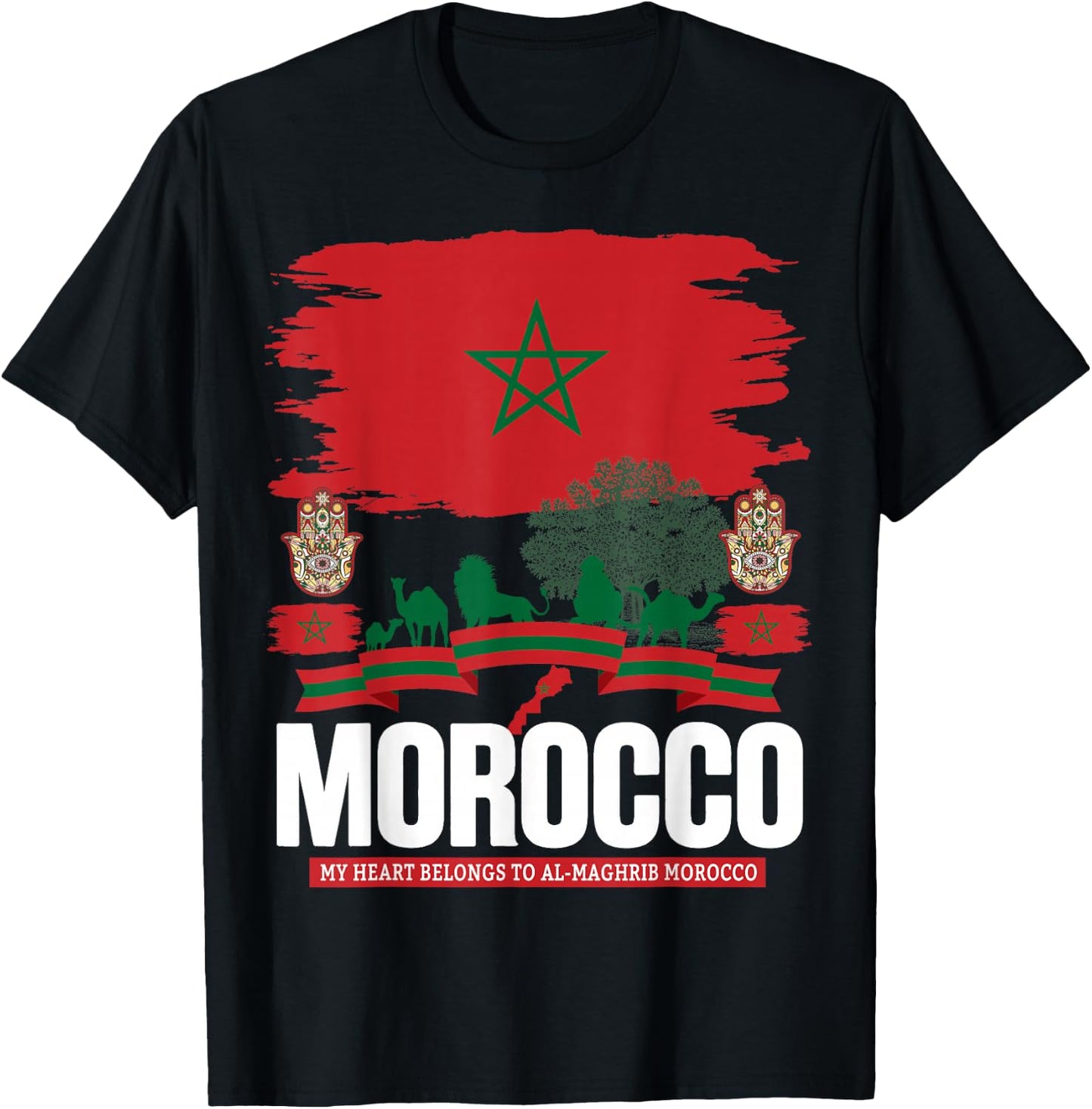 Morocco Flag Outfit Idea Moroccan Themed Maroc T-Shirt - T-Shirt | Black
