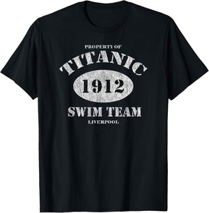 TITANIC 1912 Swim Team, Funny, Retro, Vintage T Shirt T-Shirt - T-Shirt | Black