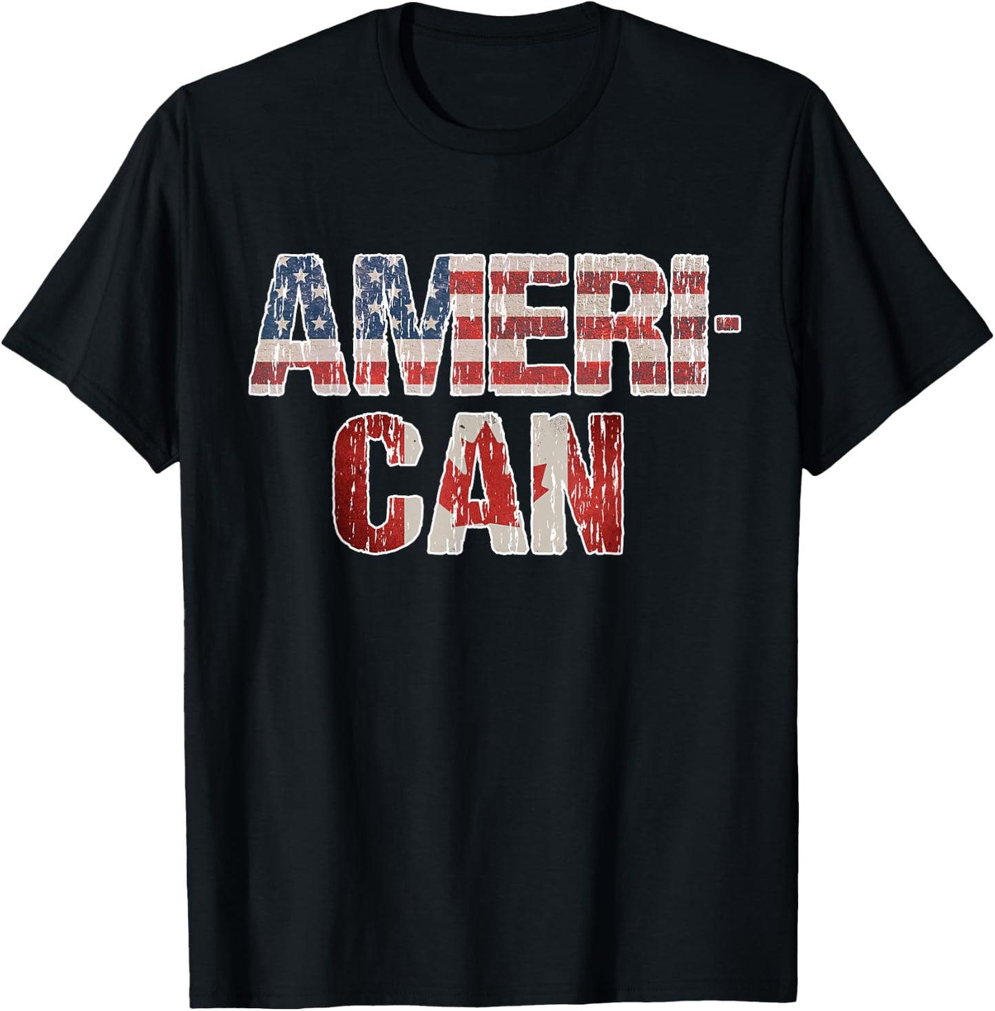 Ameri-Can US Canada Flag Pride Vacation Travel Canadian T-Shirt - T-Shirt | Black