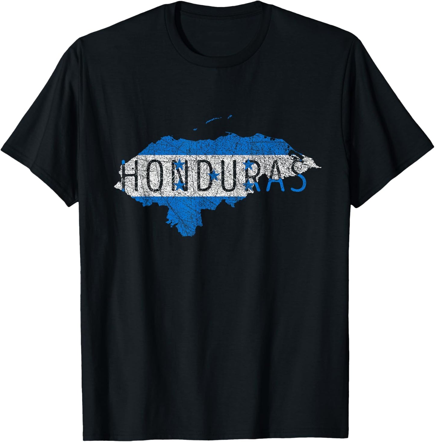 Honduran Map and Flag Souvenir - Distressed Honduras T-Shirt - T-Shirt | Black