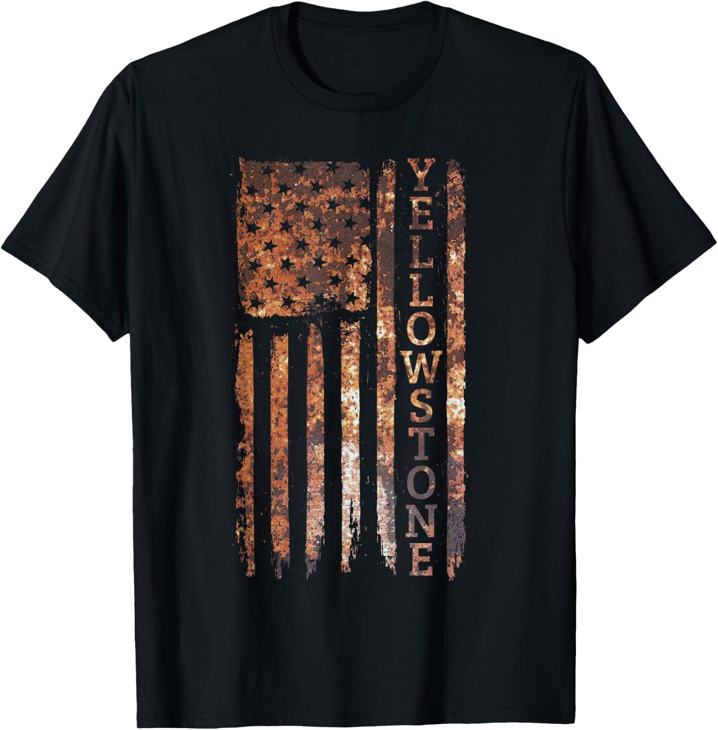 Camping & Glamping Apparel Yellowstone Patriotic , -Adults & -Kids, Black, Small, Short Sleeve T-Shirt - T-Shirt | Black