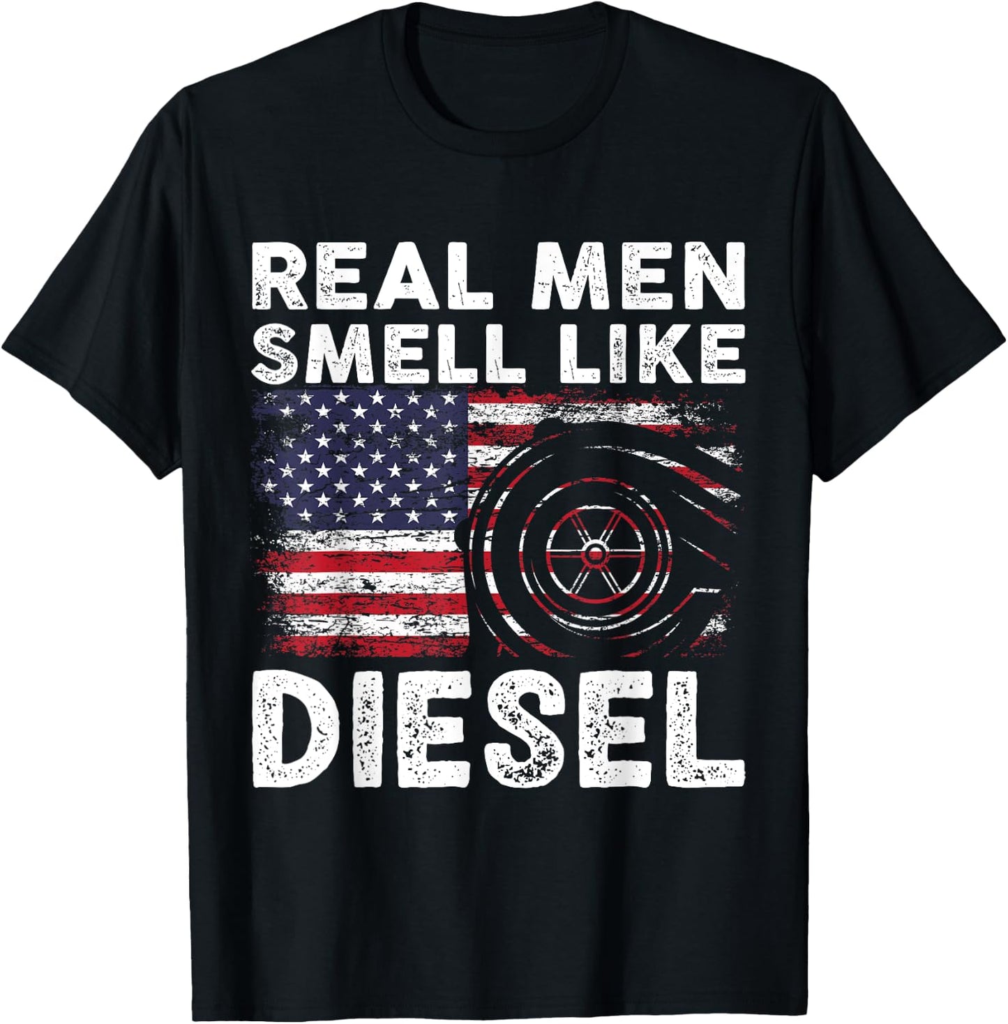 Funny Diesel Mechanic Gift | Real Men Smell Like Diesel T-Shirt - T-Shirt | Black