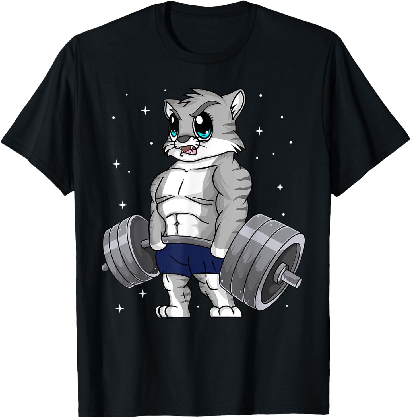 Cat Weightlifting Fitness Workout Women Men T-Shirt - T-Shirt | Black