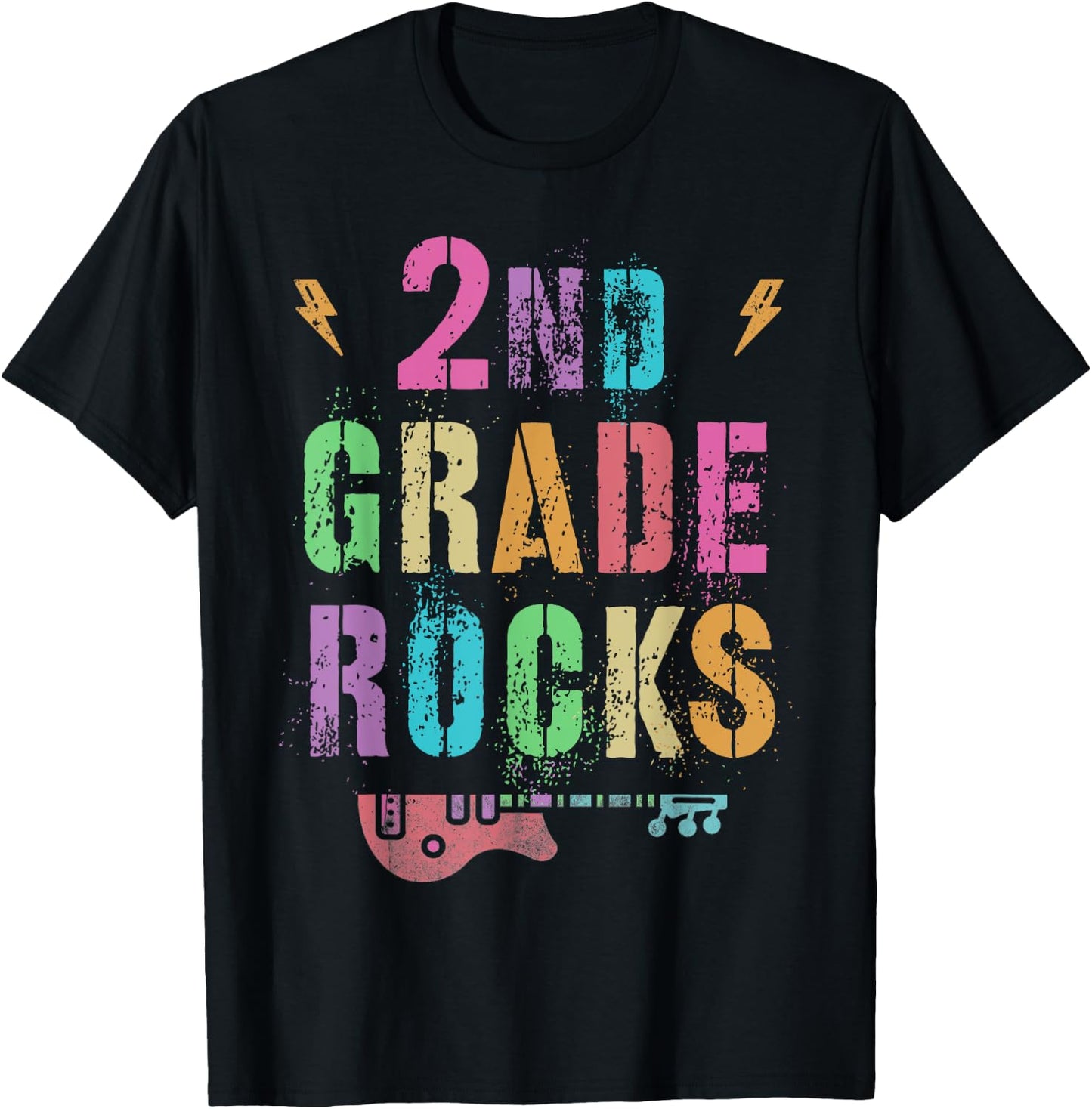 2nd GRADE ROCKS Teacher SECOND Grader Rockstar Team Vintage T-Shirt - T-Shirt | Black
