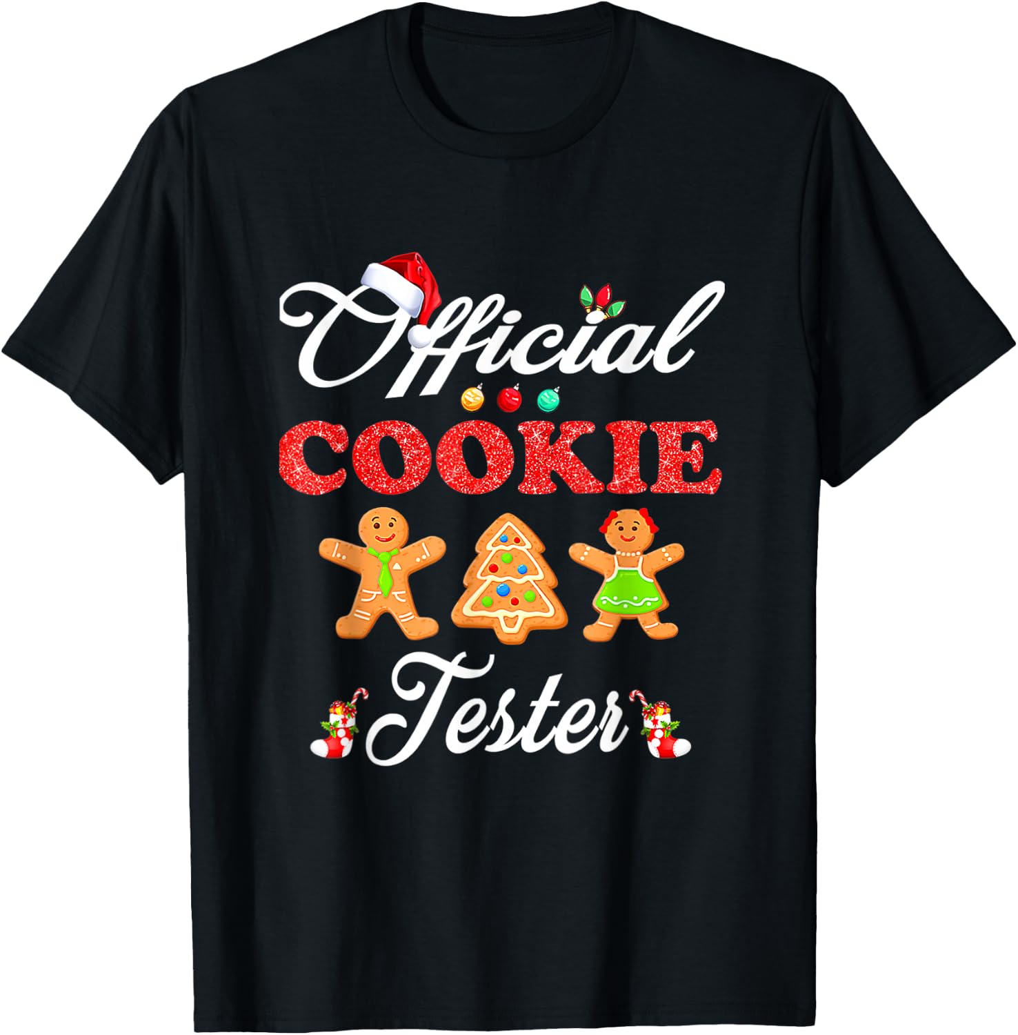 Official Taste Tester Gingerbread Christmas Cookie Baking T-Shirt - T-Shirt | Black