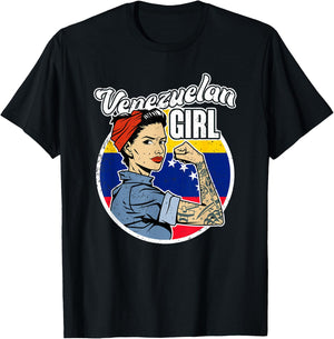 Proud Latina Women Girls Gift Venezuelan Girl Venezuela T-Shirt - T-Shirt | Black