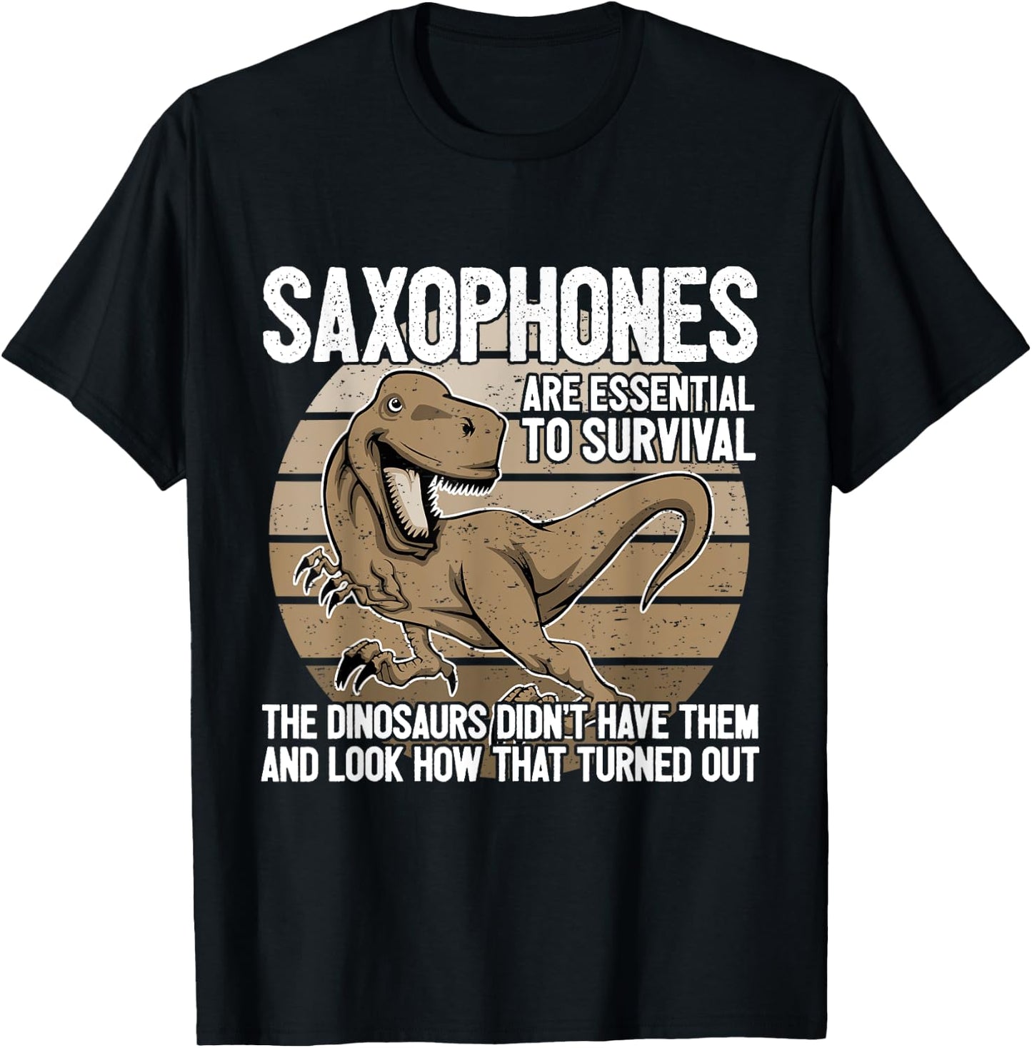 Saxophonist Saxist Sax Dinosaurs Saxophone T-Shirt - T-Shirt | Black