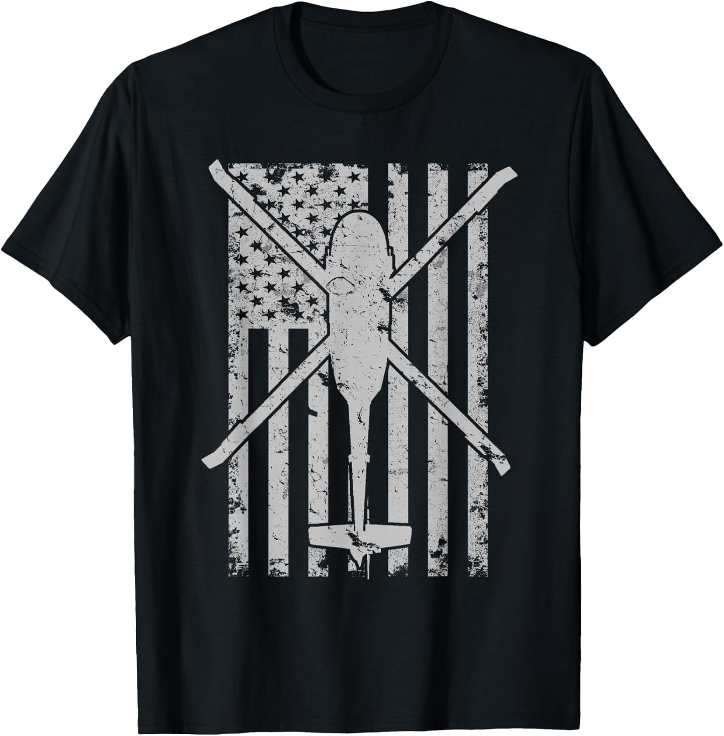 UH-60 Black Hawk Military Helicopter Patriotic Flag T-Shirt - T-Shirt | Black