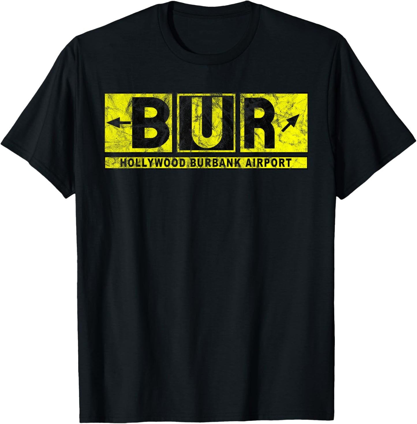 BUR Hollywood Burbank Airport Taxiway Sign Pilot Vintage T-Shirt - T-Shirt | Black