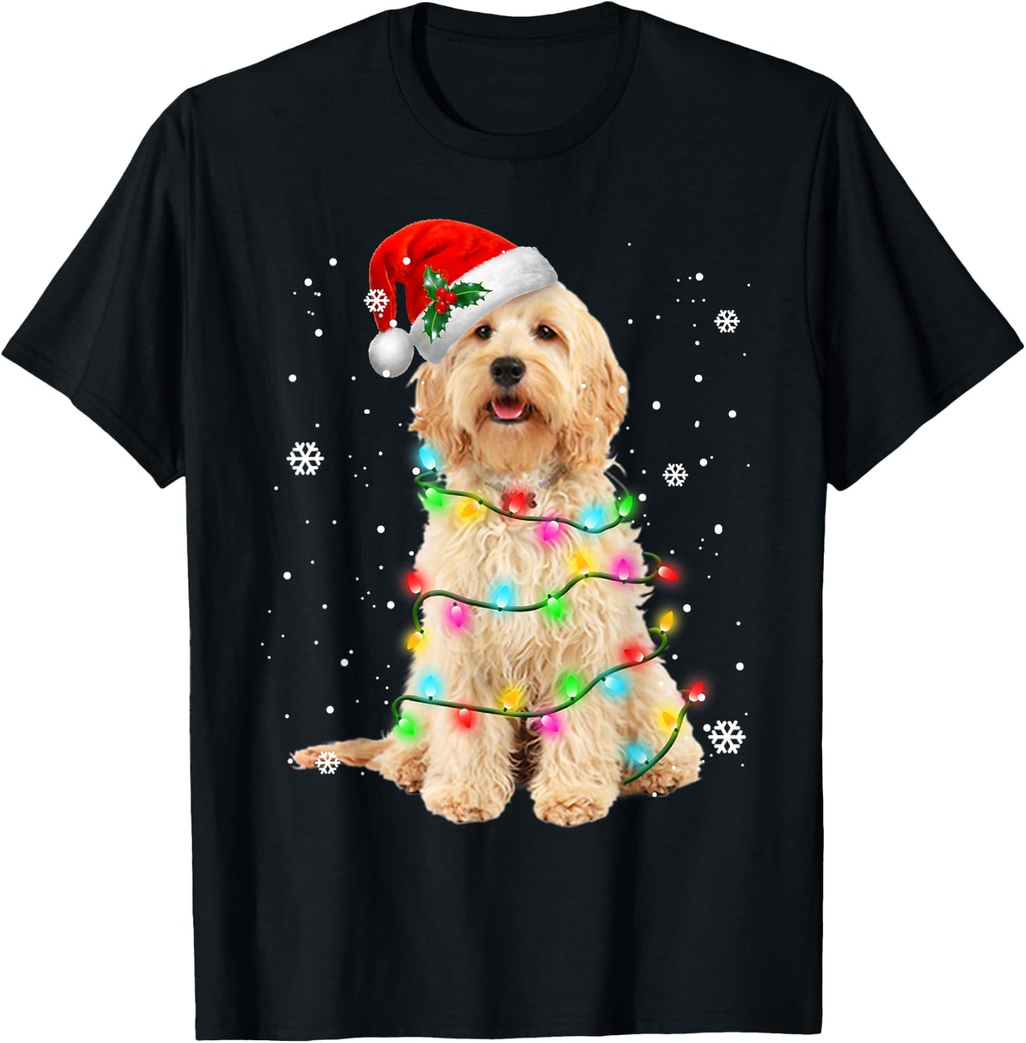 Goldendoodle Dog Tree Christmas Sweater Xmas Pet Dogs Gifts T-Shirt - T-Shirt | Black
