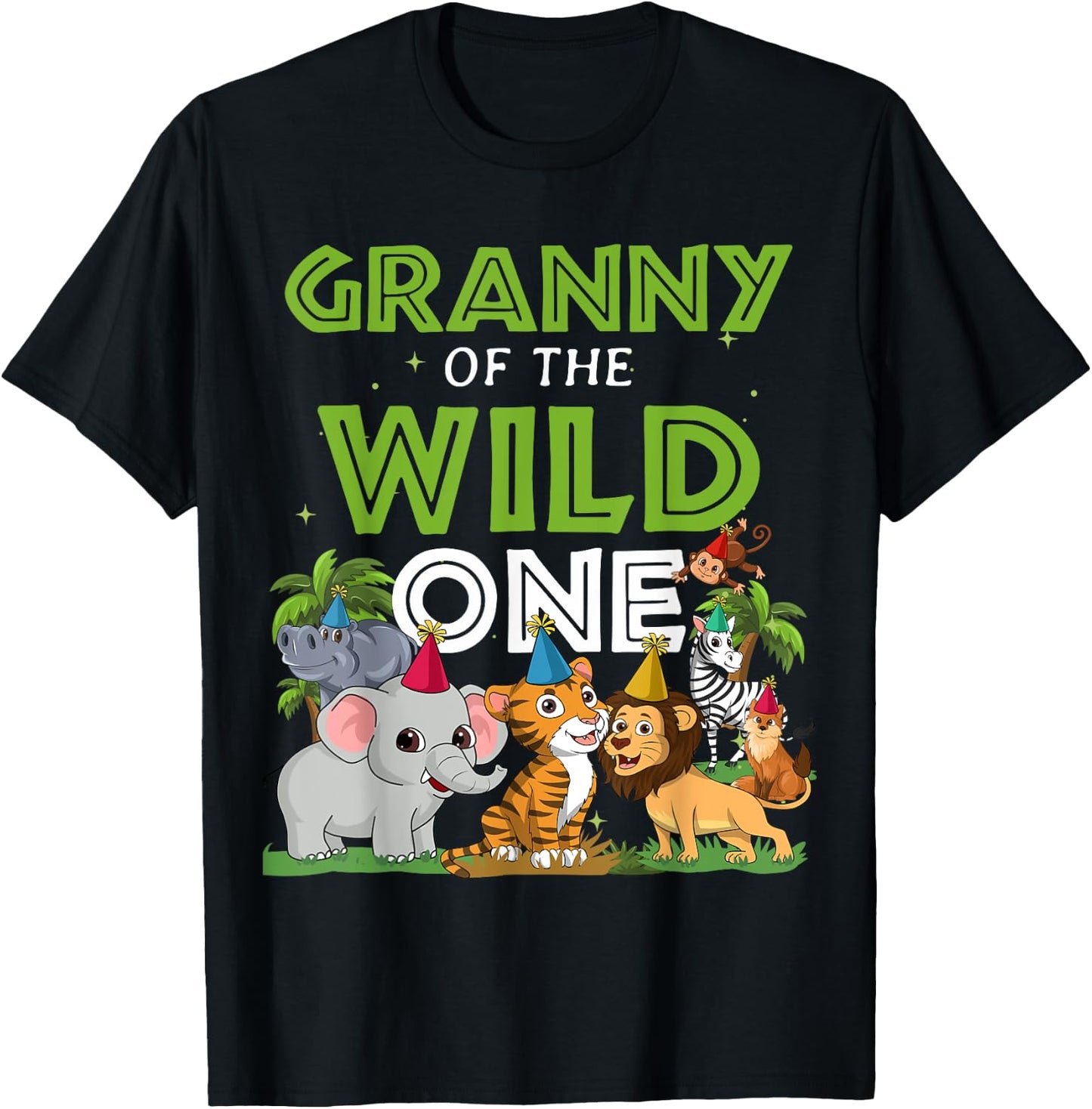 Granny of the Wild One Zoo Birthday Safari Jungle Animal T-Shirt - T-Shirt | Black