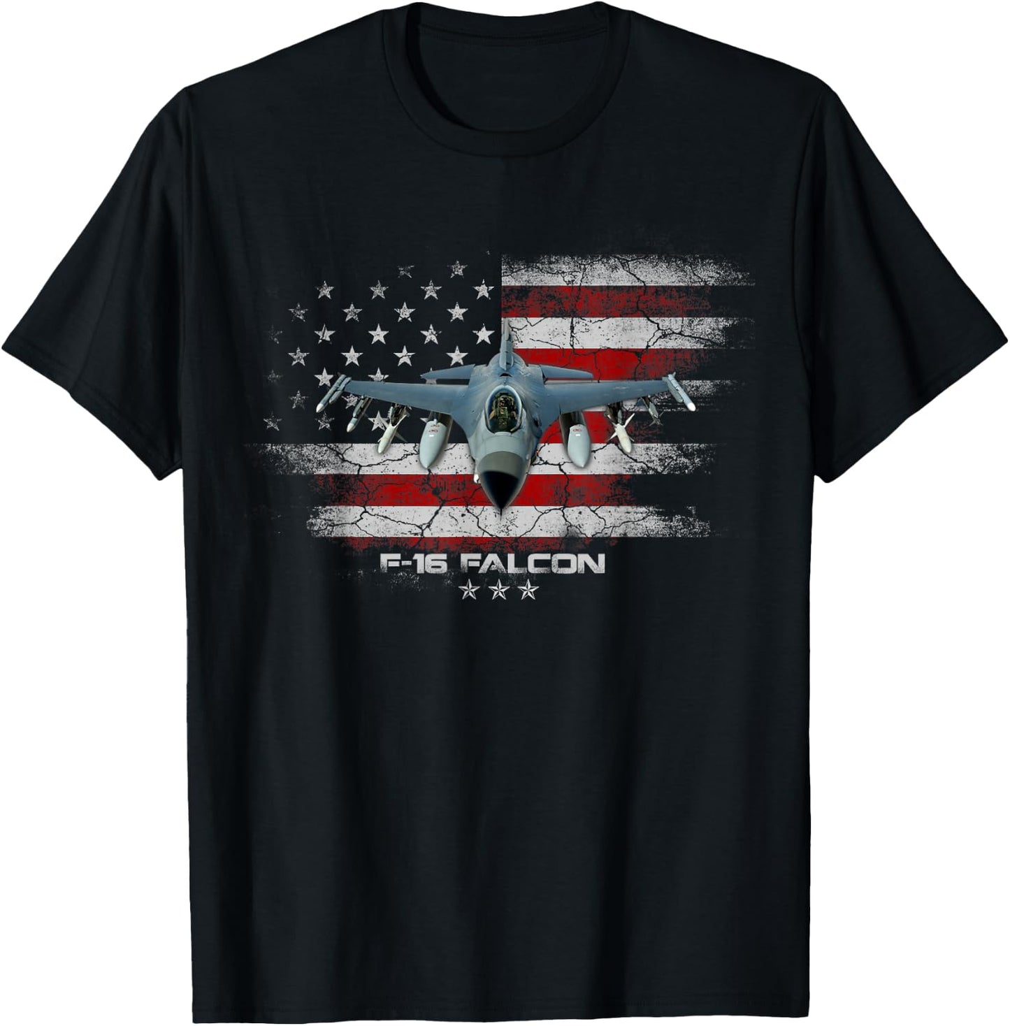 F-16 Fighting Falcon Military Jet Aircraft Pilot Veteran Men T-Shirt - T-Shirt | Black