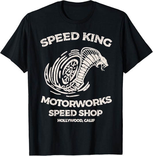 Vintage Speed King Motorworks Speed Shop Hollywood, Calif 1 T-Shirt - T-Shirt | Black