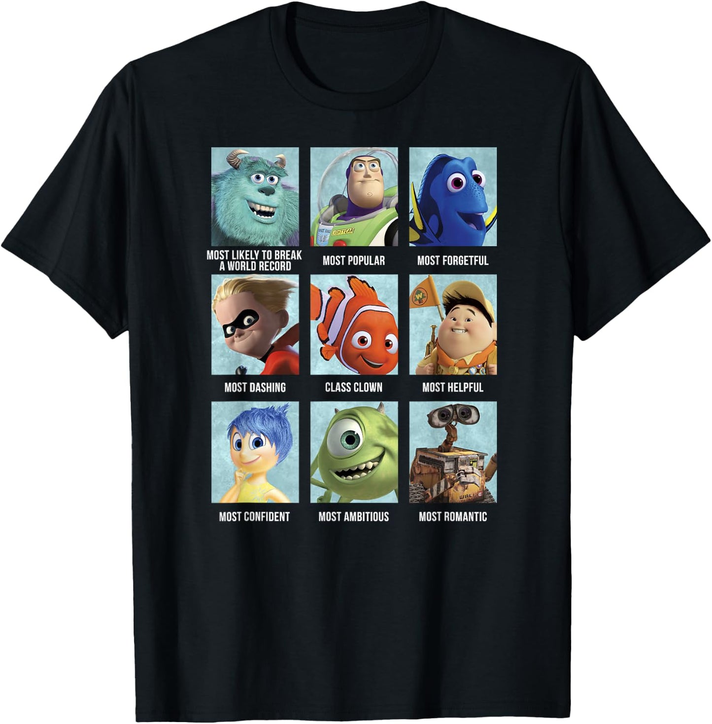 Disney Pixar Collection Character Yearbook Box Ups T-Shirt - T-Shirt | Black