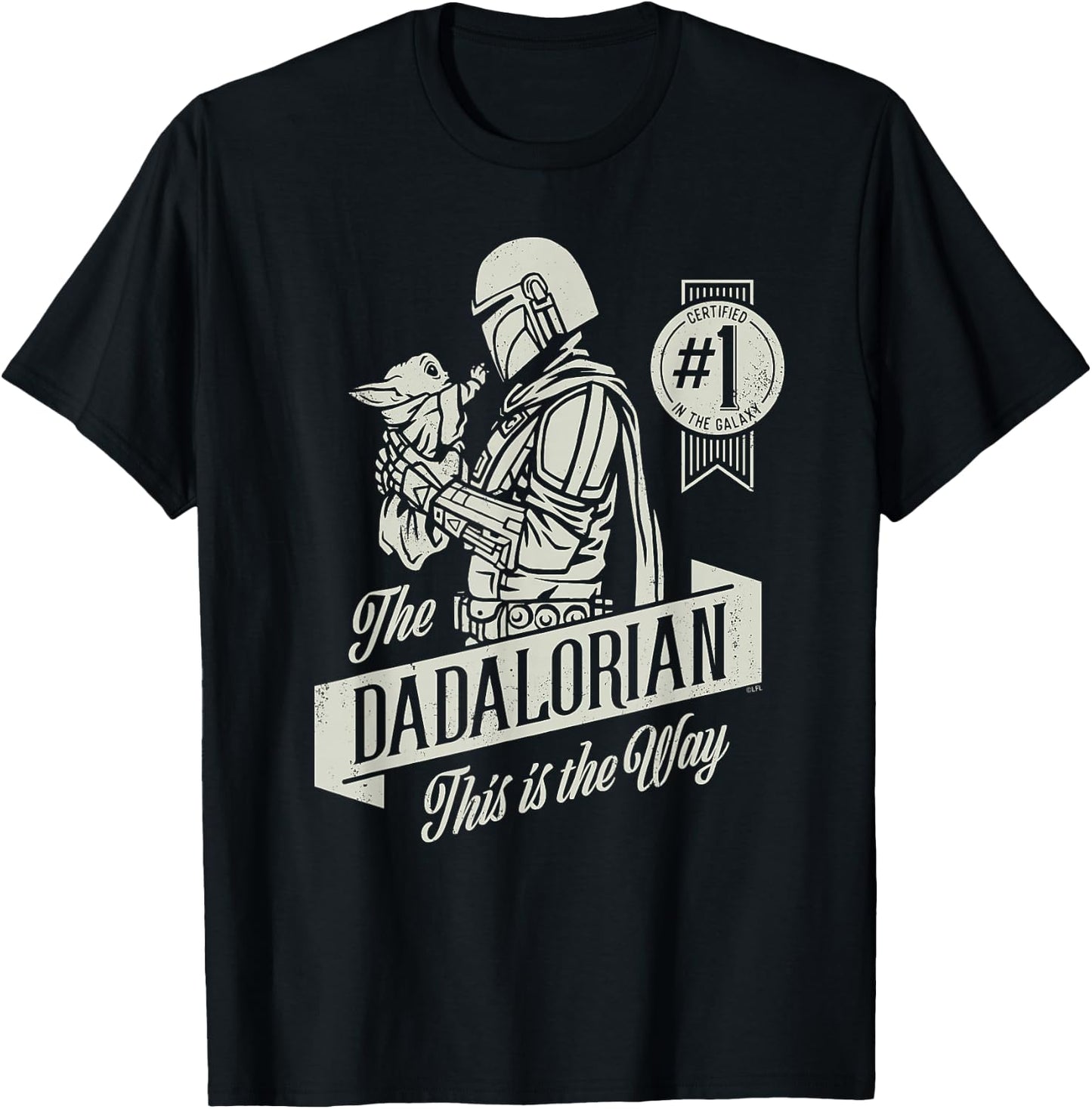 Star Wars The Mandalorian and Grogu Dadalorian Father’s Day T-Shirt - T-Shirt | Black
