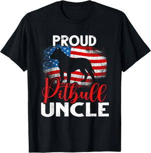 Vintage Proud Pitbull Dog Uncle American Flag Men T-Shirt - T-Shirt | Black