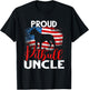 Vintage Proud Pitbull Dog Uncle American Flag Men T-Shirt - T-Shirt | Black