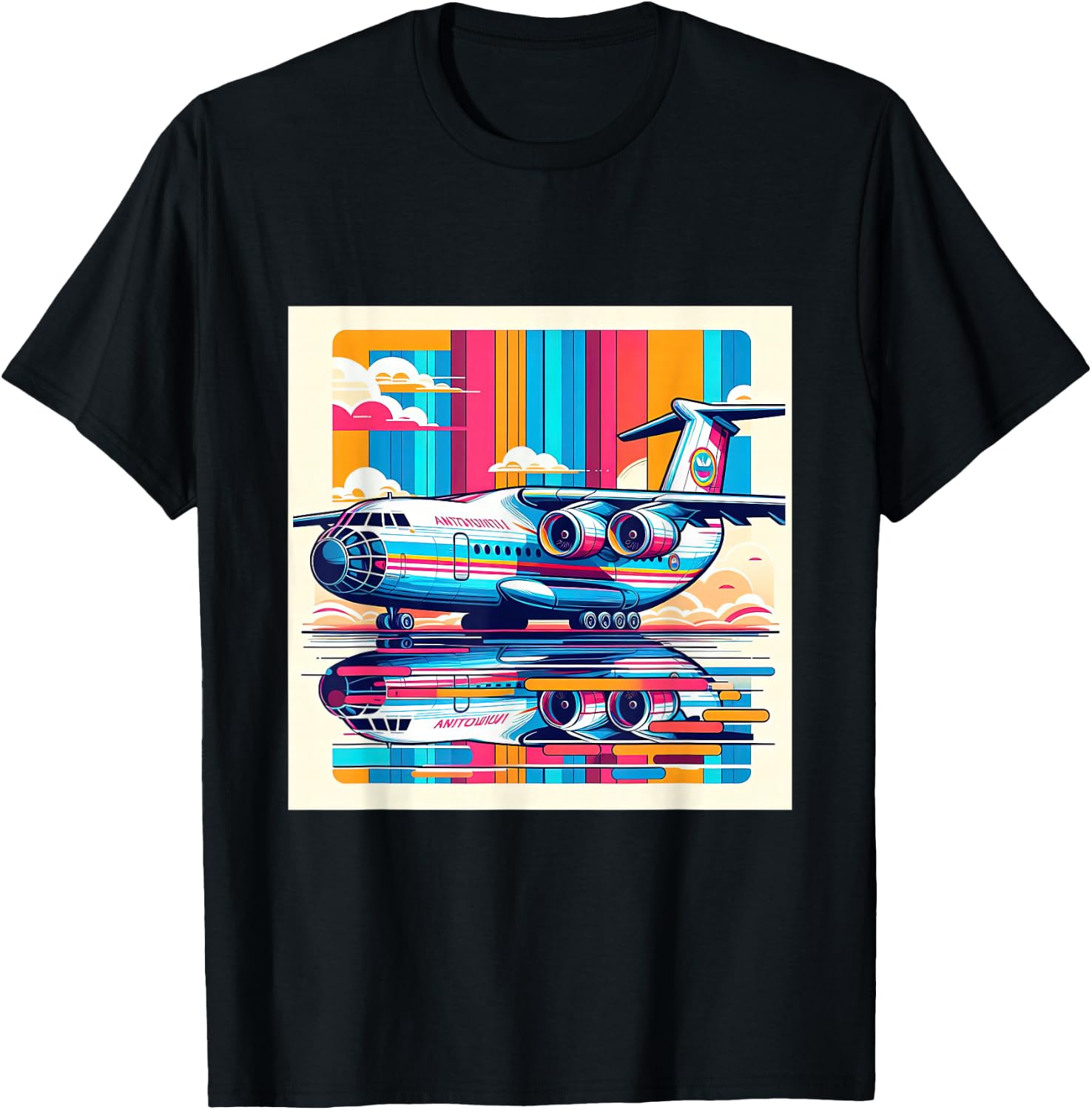 Antonov AN 225 Airplane Retro Style T-Shirt - T-Shirt | Black