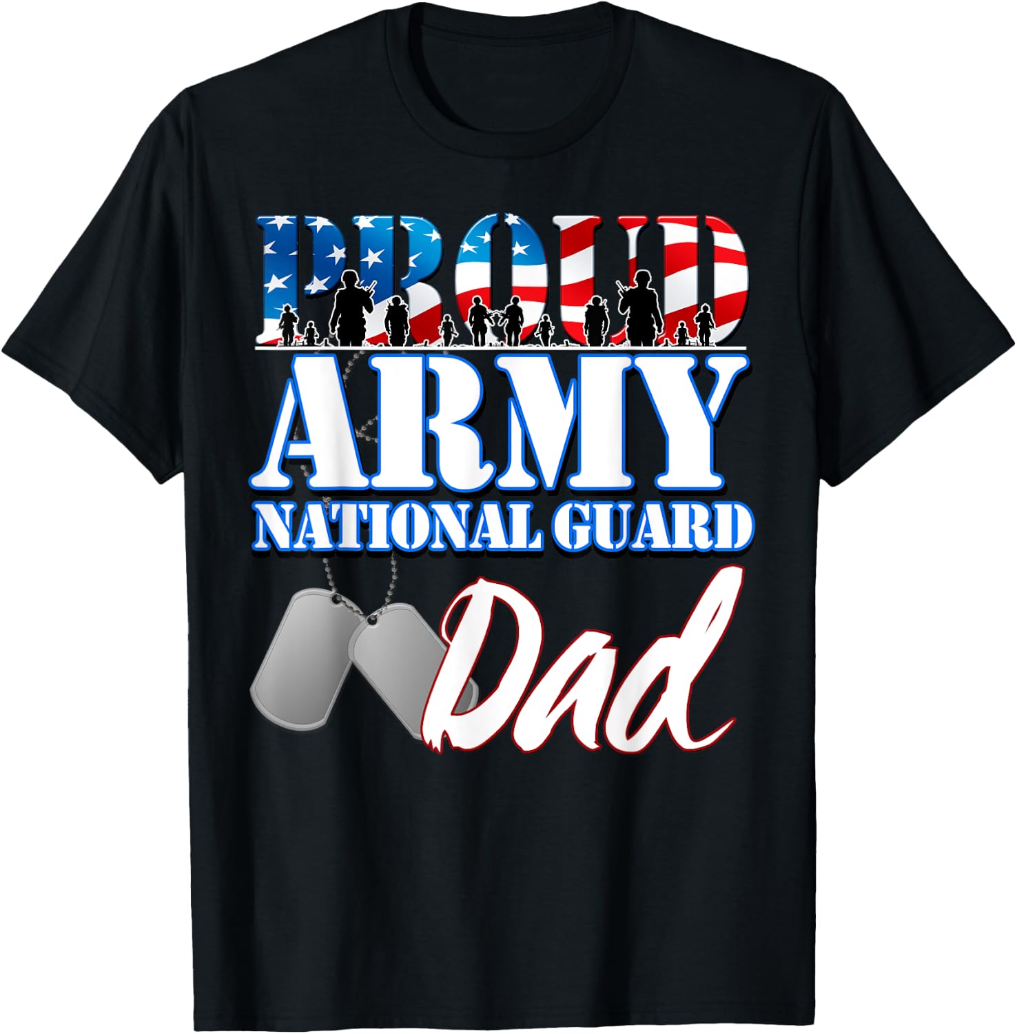 Proud Army National Guard Dad Fathers Day Shirt Men T-Shirt - T-Shirt | Black