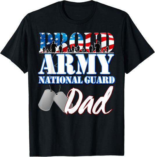 Proud Army National Guard Dad Fathers Day Shirt Men T-Shirt - T-Shirt | Black