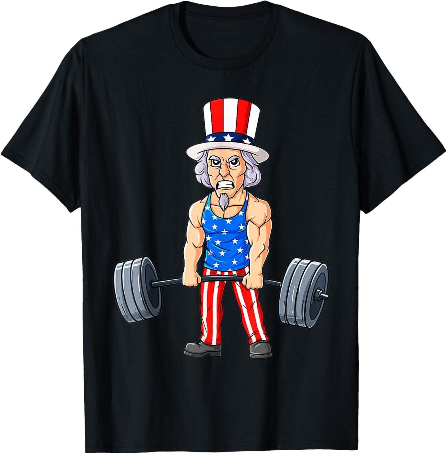 4th Of July Uncle Sam Weightlifting Funny Deadlift Fitness T-Shirt - T-Shirt | Black