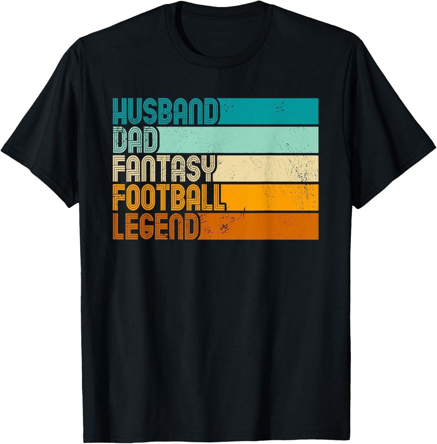 Retro Husband Dad Fantasy Football Legend | Fantasy Football T-Shirt - T-Shirt | Black