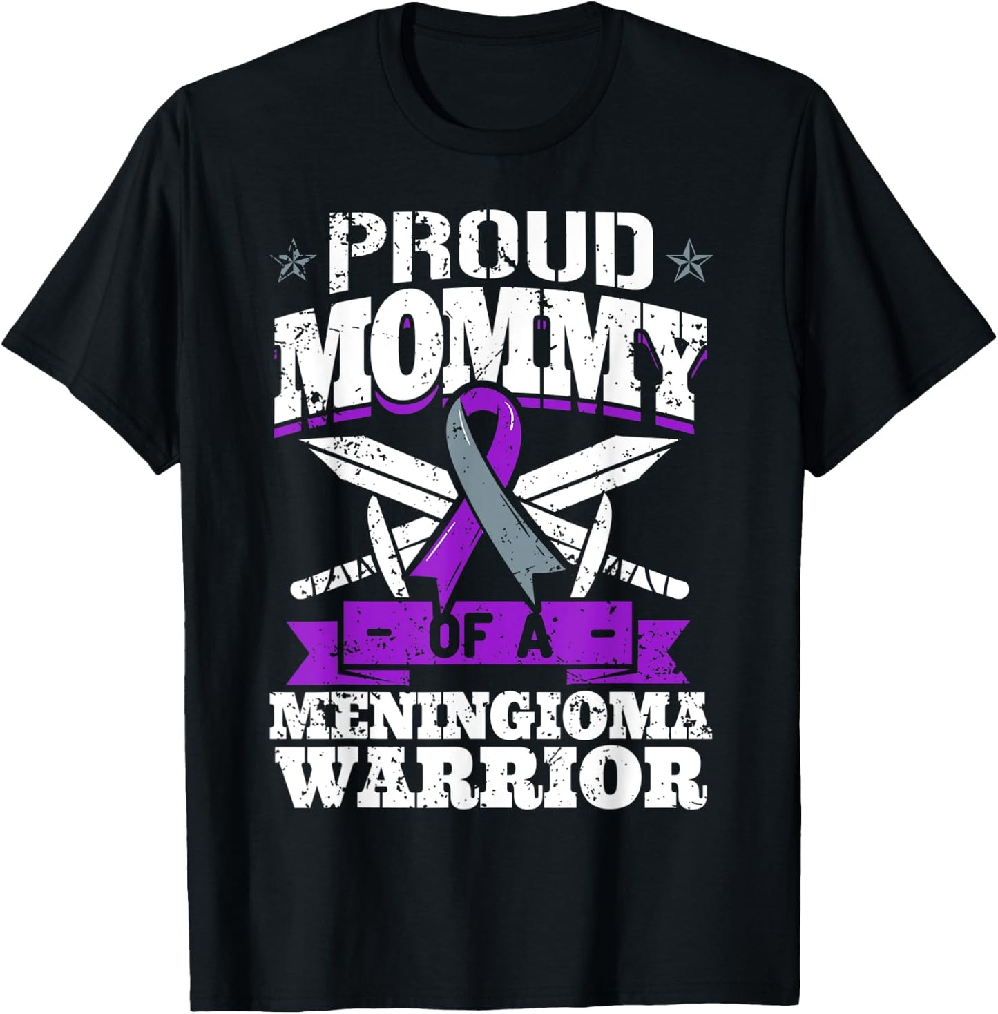 Proud Mommy Of A Meningioma Warrior Awareness Advocate Mom T-Shirt - T-Shirt | Black