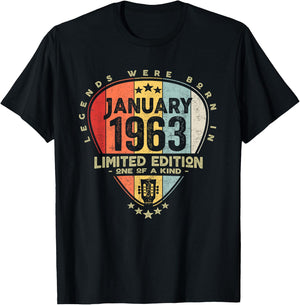 Guitar Pick - Legends Were Born In January 1963 Guitar T-Shirt - T-Shirt | Black