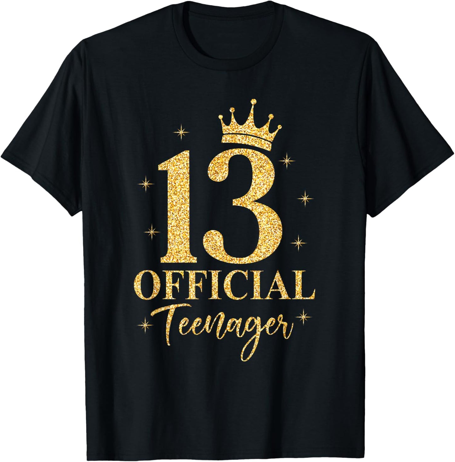 Official Teenager It's My 13th Golden Birthday 13 Year Old T-Shirt - T-Shirt | Black