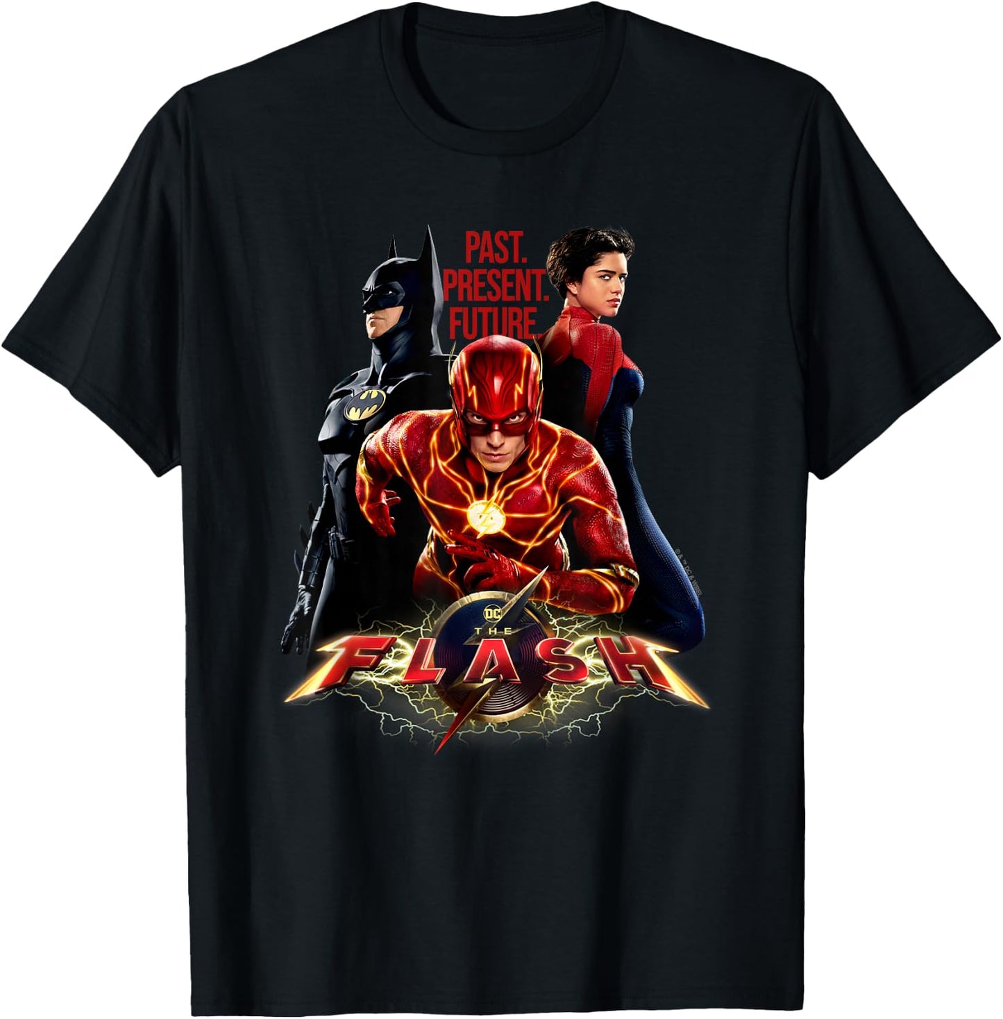 The Flash Movie Batman Supergirl Team T-Shirt - T-Shirt | Black
