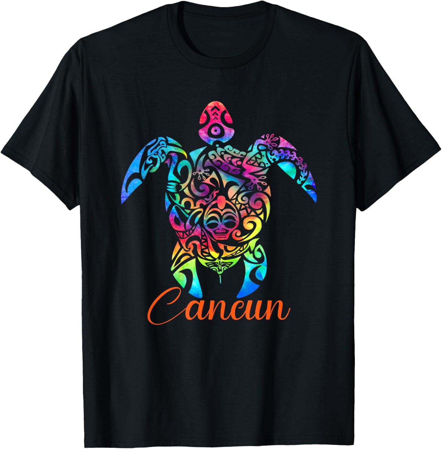 Cancun Mexico Sea Turtle Beach Vacay Trip Tie Dye T-Shirt - T-Shirt | Black