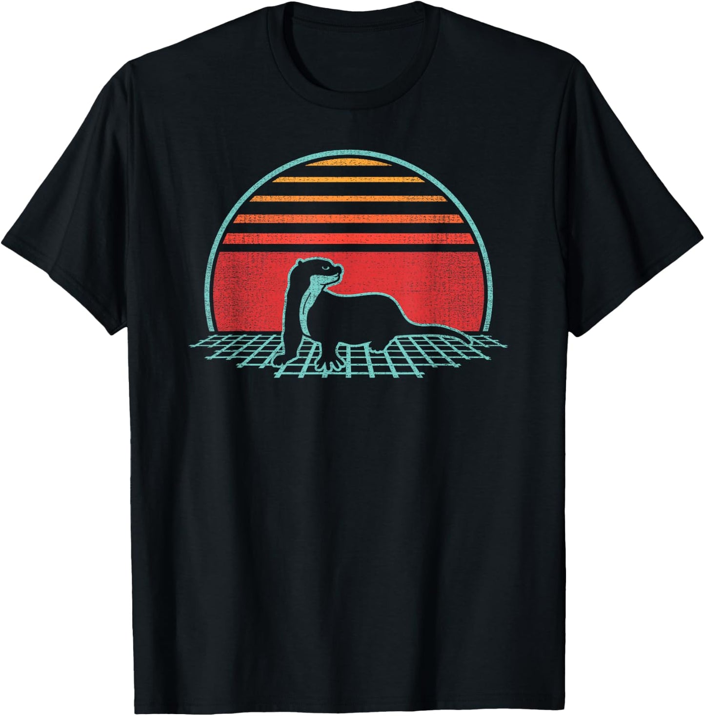 Otter Lover Animal Retro Vintage 80s Style T-Shirt - T-Shirt | Black