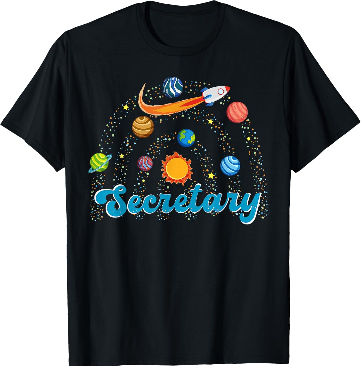 School Secretary Outer Space Front Office Admin Assistant T-Shirt - T-Shirt | Black