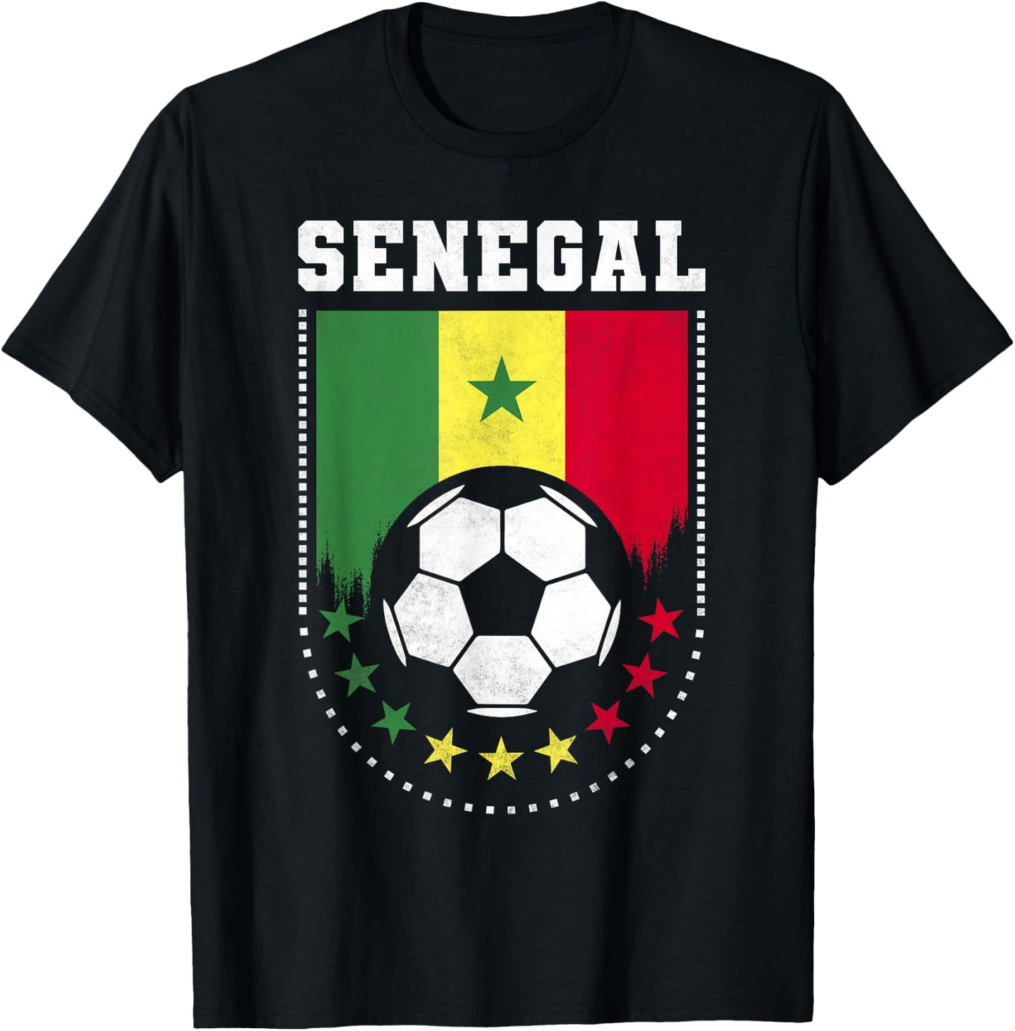 Senegal Flag Soccer Fan T-Shirt - T-Shirt | Black