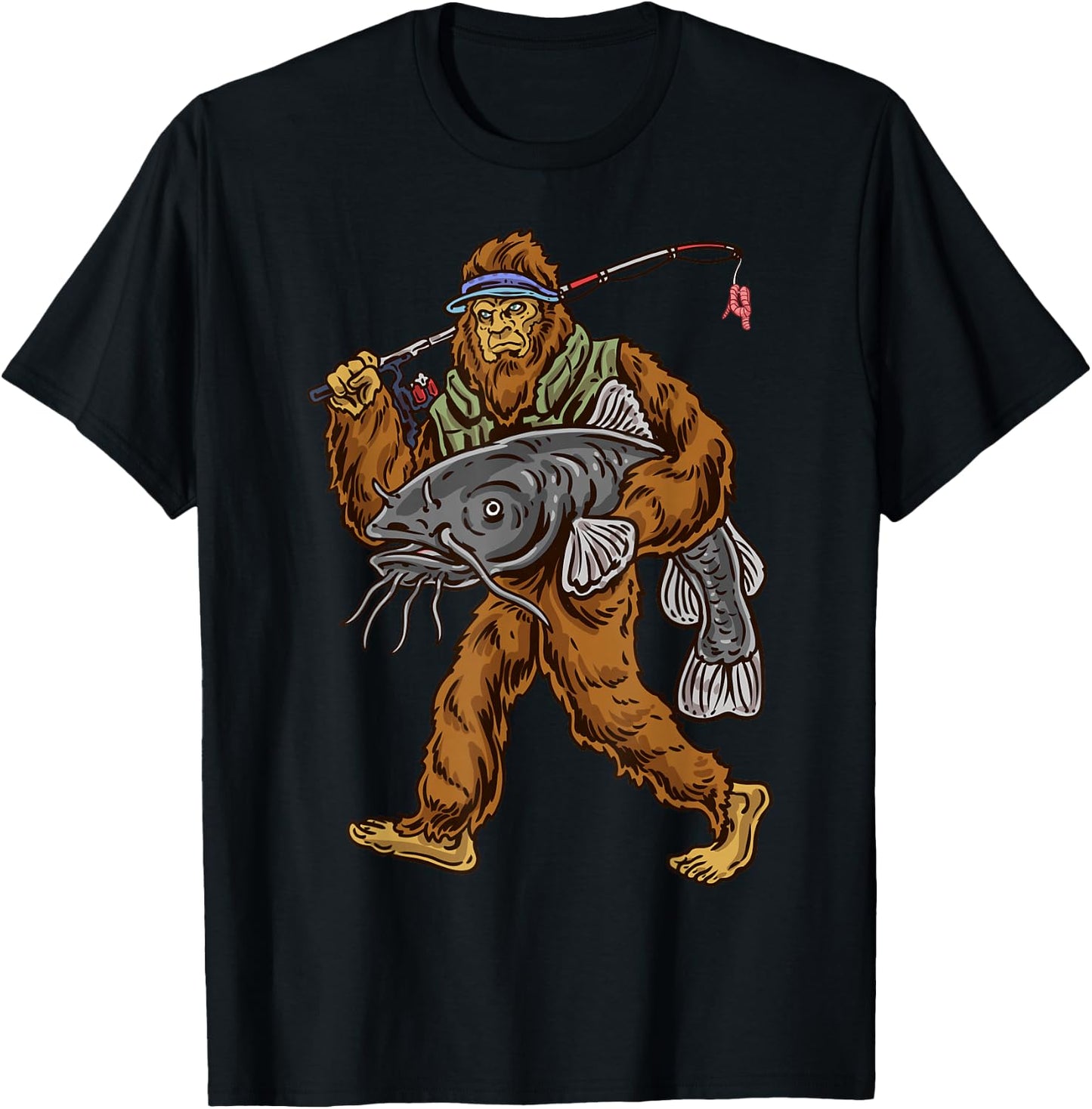 Catfishing Bigfoot Hunting Catfishermen T-Shirt - T-Shirt | Black