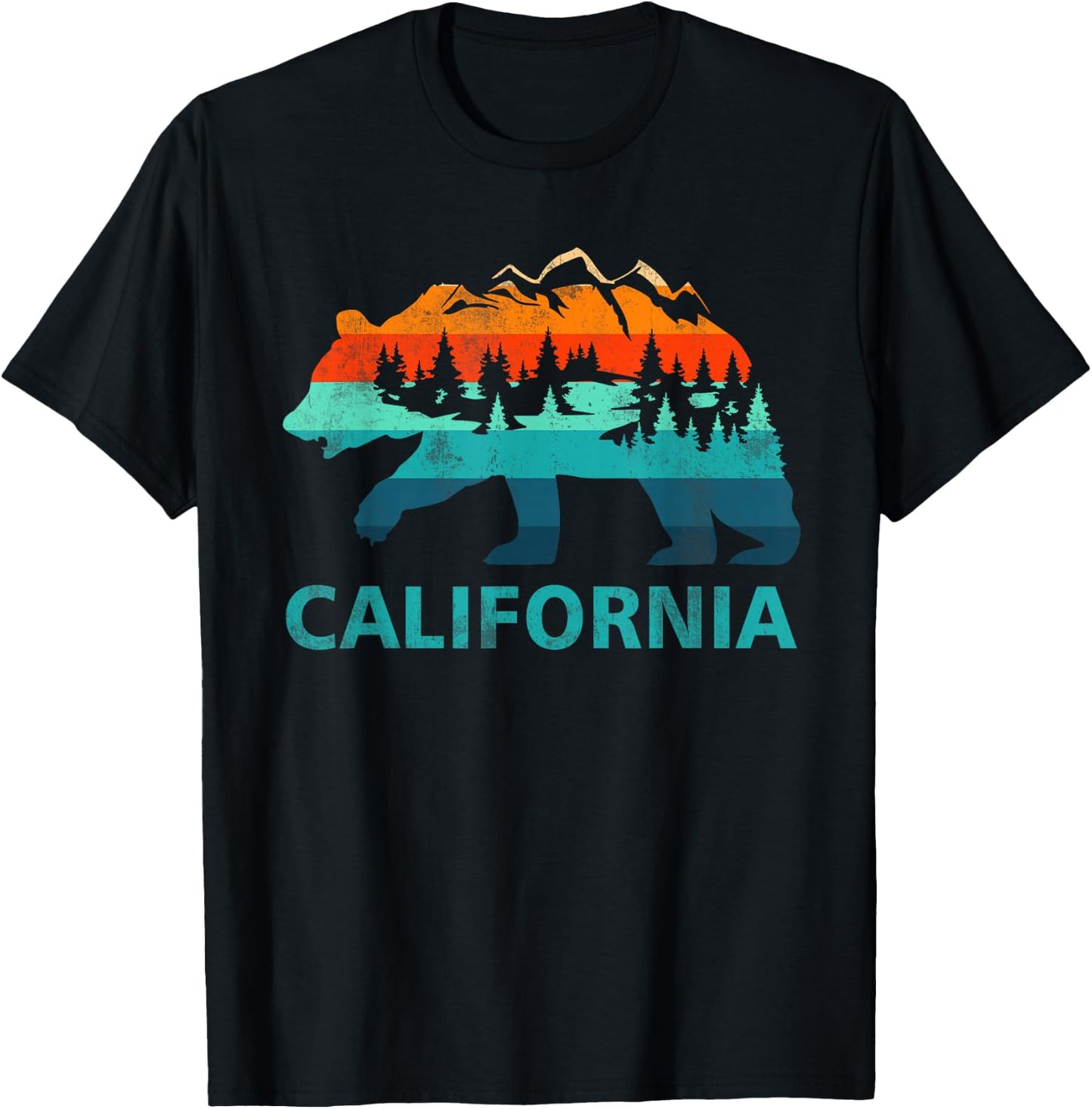 California Bear Vintage Retro Nature Hiking Souvenir T-Shirt - T-Shirt | Black