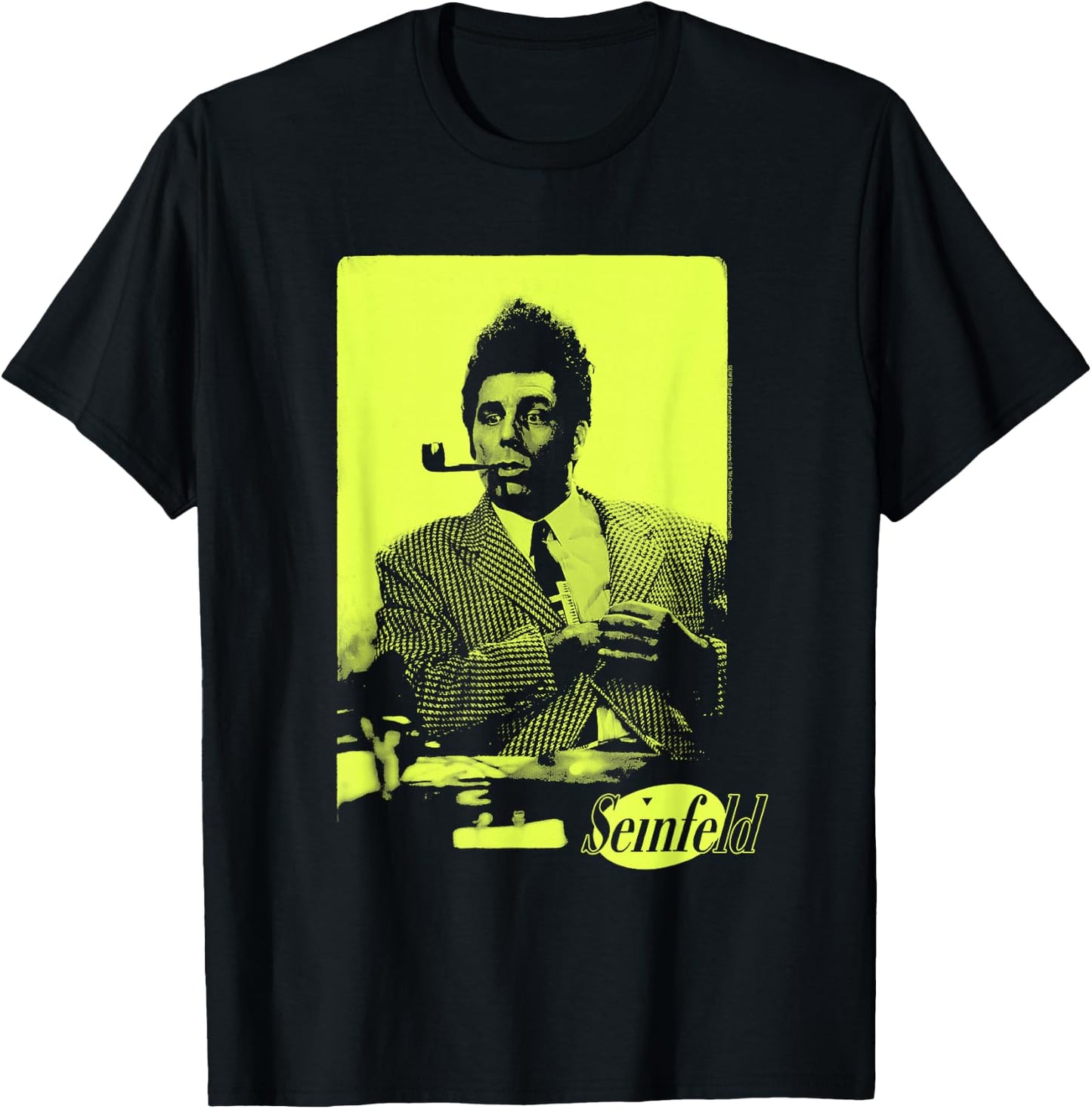 Seinfeld Kramer with Pipe Neon Portrait Funny 90's TV Show T-Shirt - T-Shirt | Black
