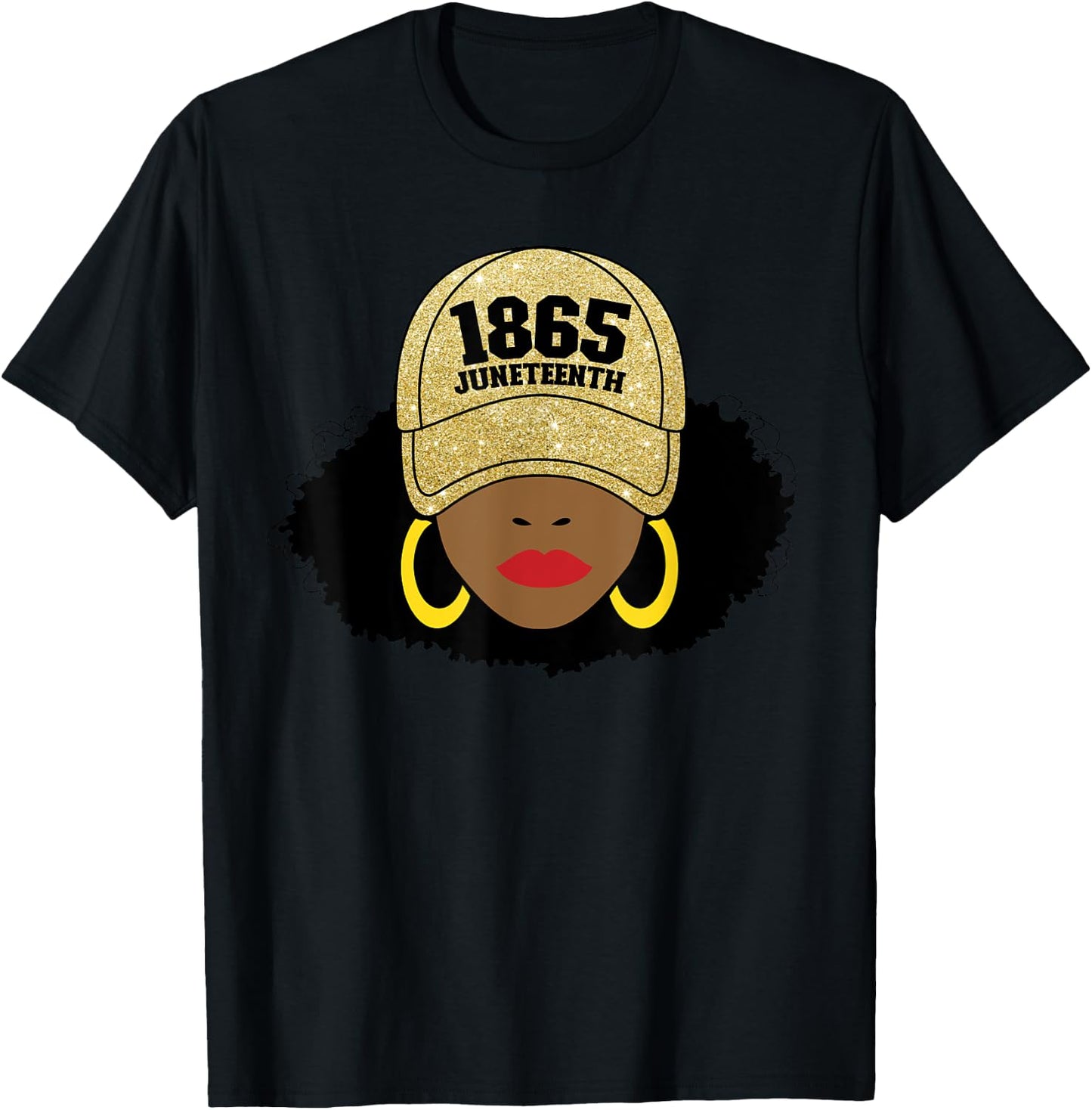 Juneteenth 1865 Black Freedom Afro Gold Women's Juneteenth T-Shirt - T-Shirt | Black