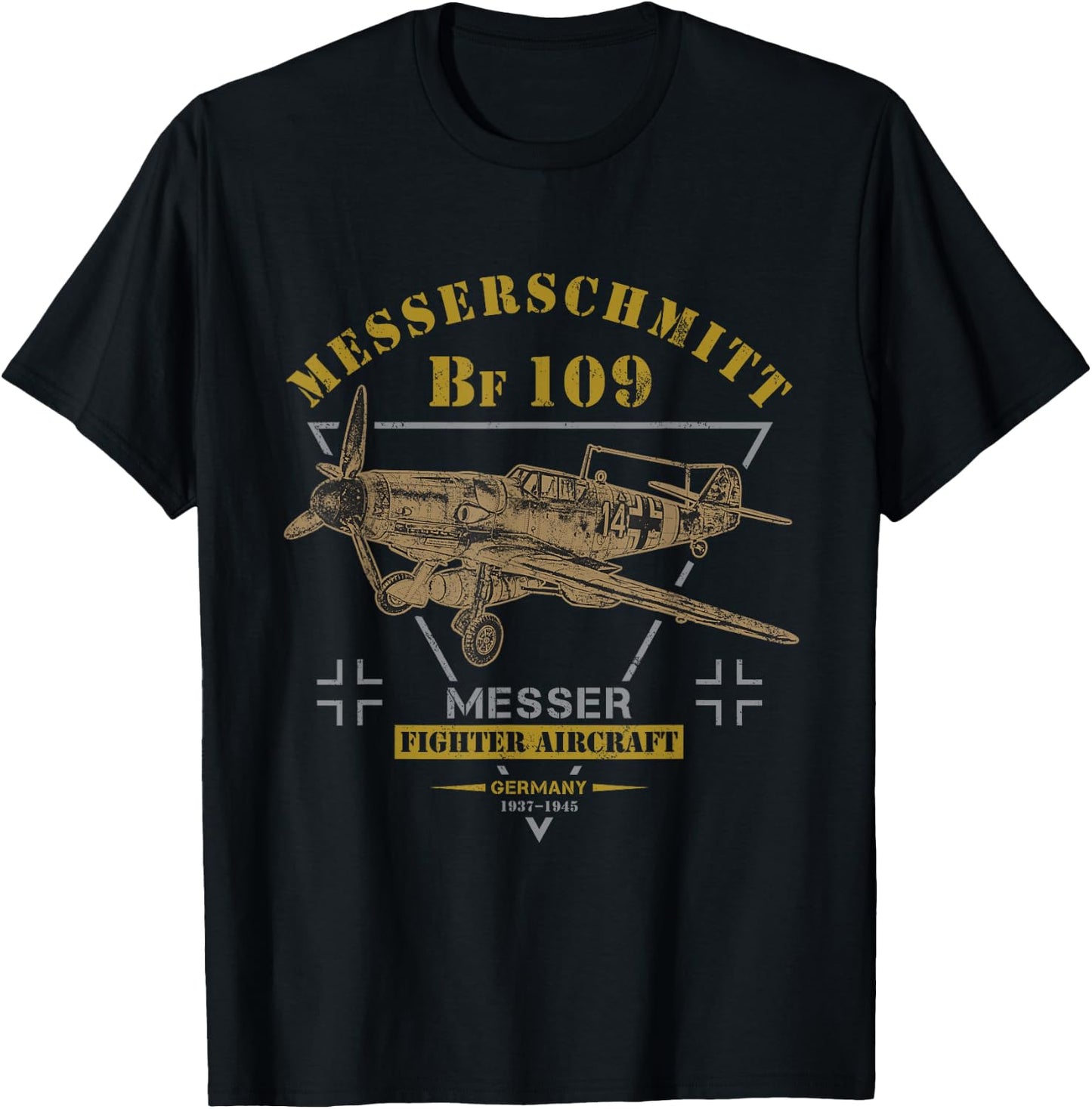 Messerschmitt Bf 109 WW2 Fighter Aircraft T-Shirt - T-Shirt | Black