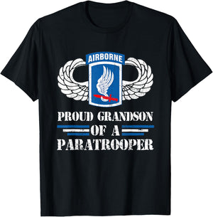 Proud Grandson Of 173rd Airborne Brigade Veteran Paratrooper T-Shirt - T-Shirt | Black