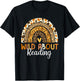 Wild About Reading Teacher Back to School Leopard Rainbow T-Shirt - T-Shirt | Black