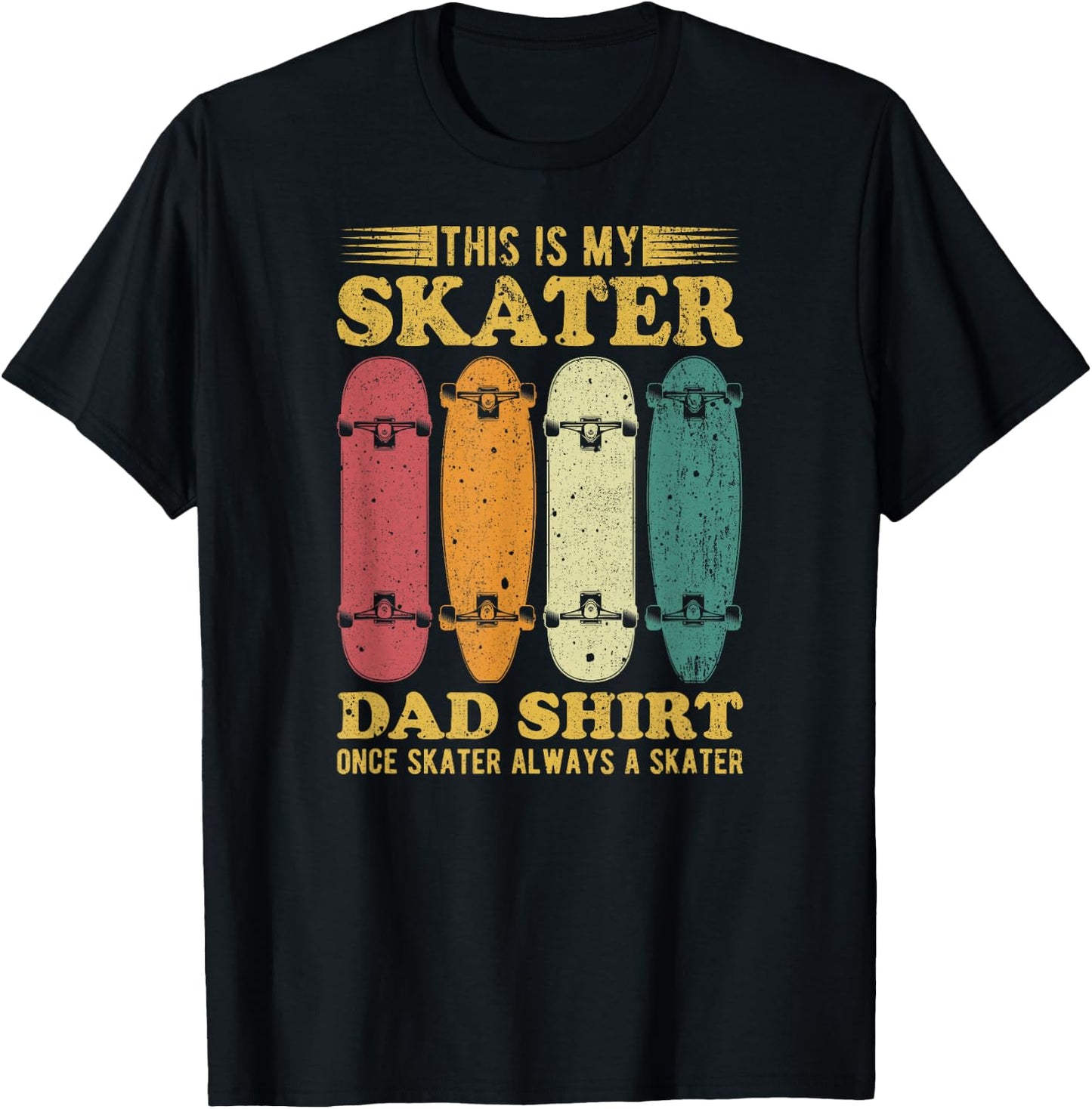 This Is My Skater Dad , Vintage Skater Dad Father’s Day T-Shirt - T-Shirt | Black