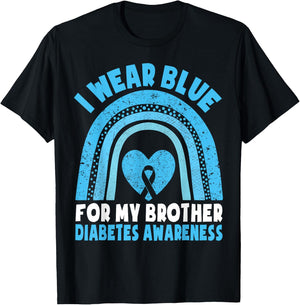 I Wear Blue For My Brother Diabetes Awareness Brother Sister T-Shirt - T-Shirt | Black