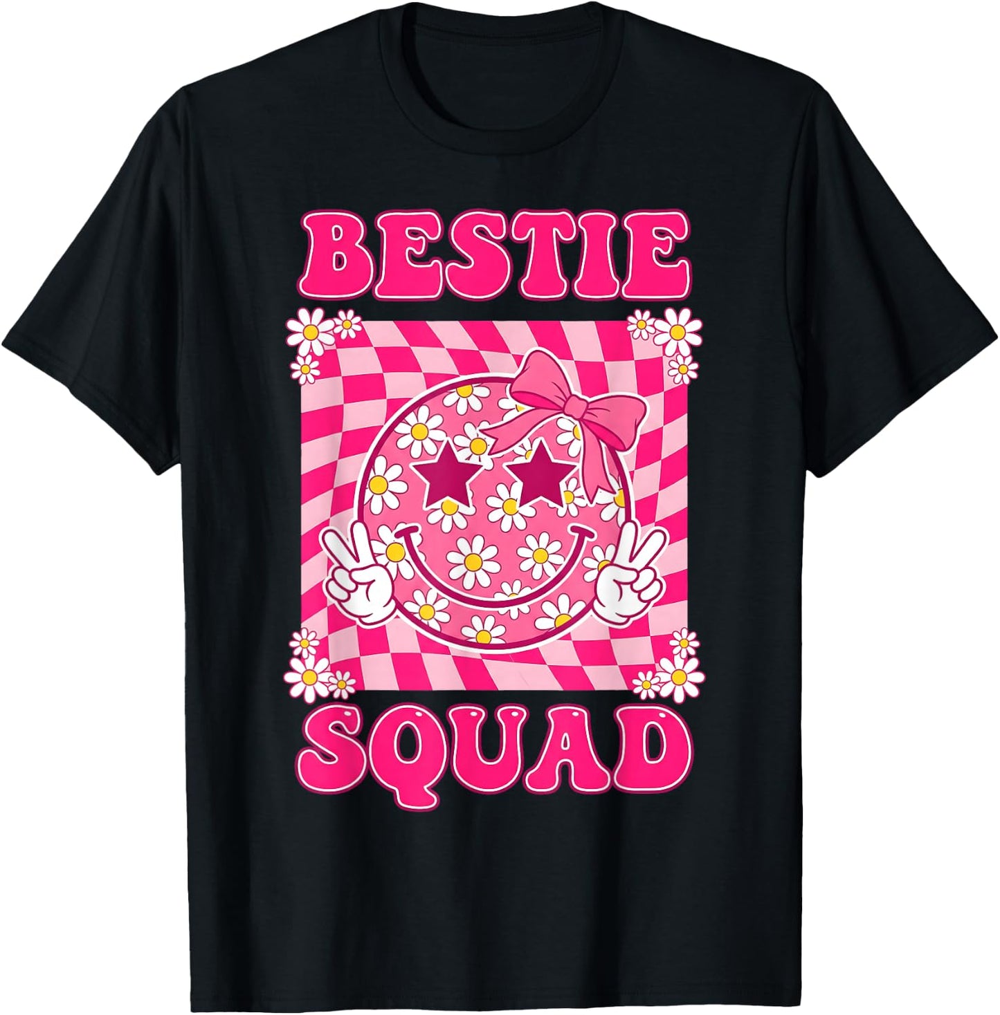 Groovy Bestie Squad Best Friends Matching Girls T-Shirt - T-Shirt | Black