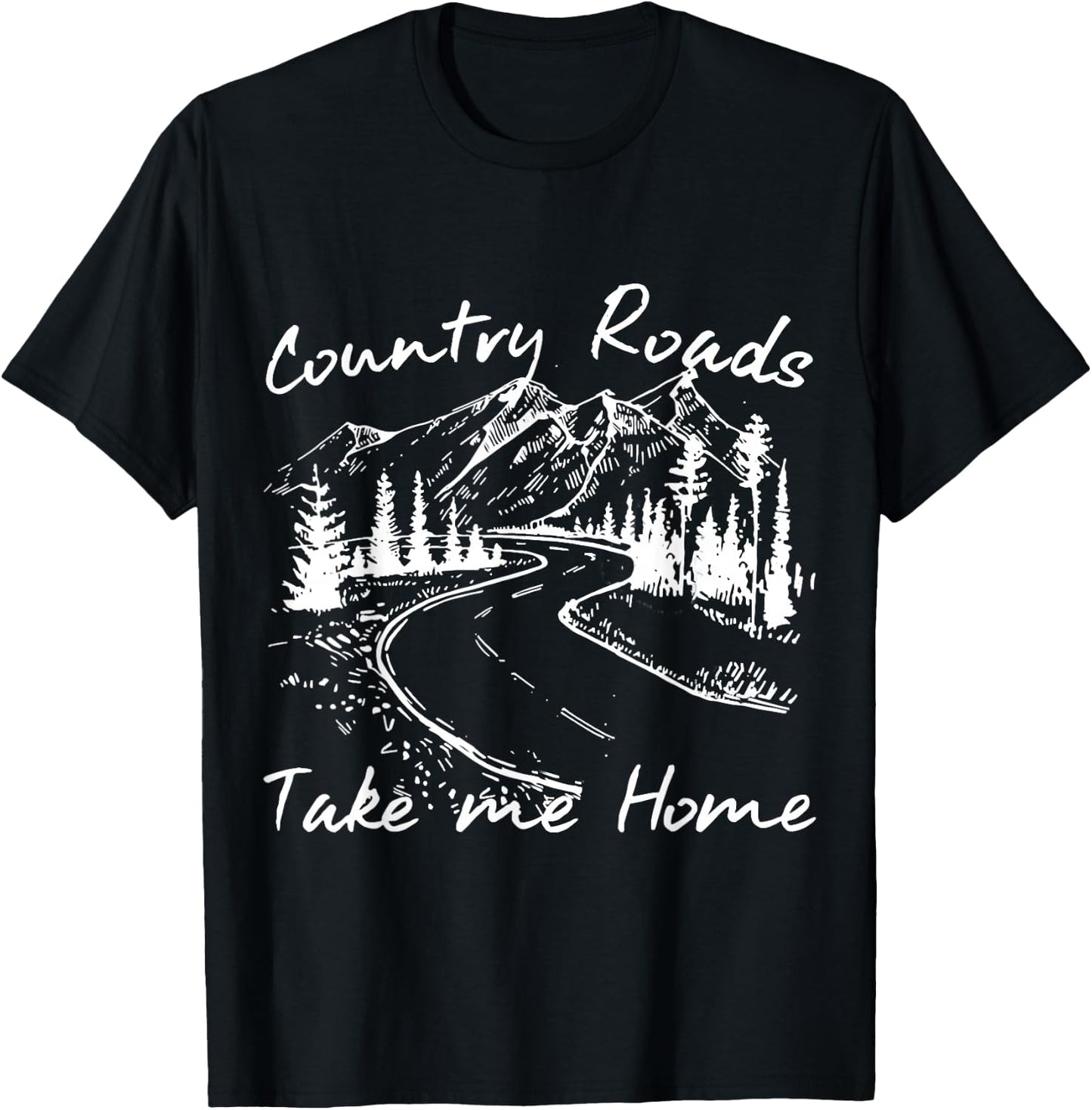 Vintage Country Roads Take Me Home T-Shirt - T-Shirt | Black